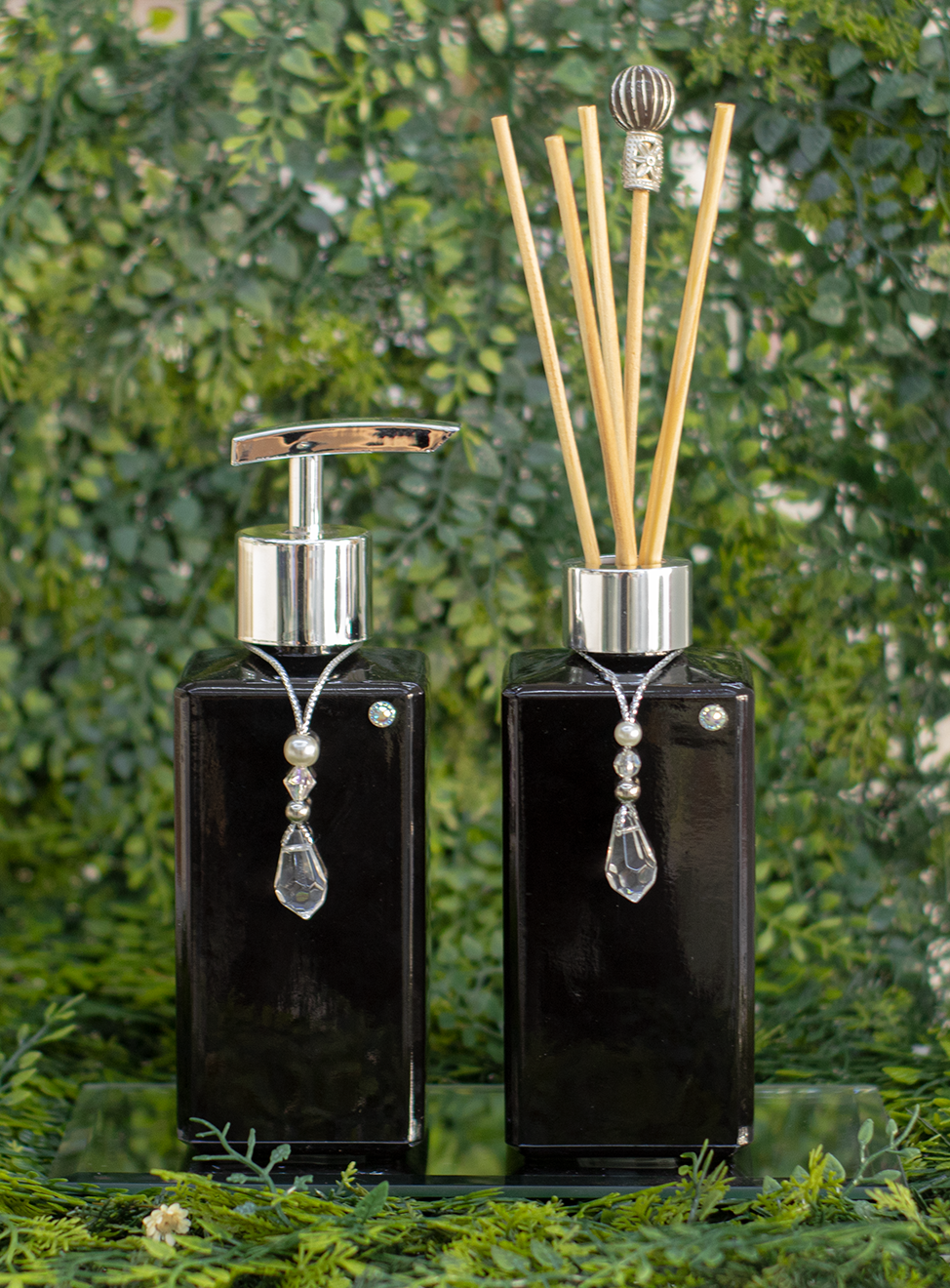 Kit Difusor + Sabonete 250ml + Refil Difusor + Sabonete (Preto Brilhante)