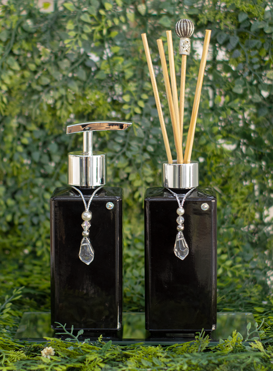Kit de Frascos Difusor & Sabonete Preto Brilhante Premium