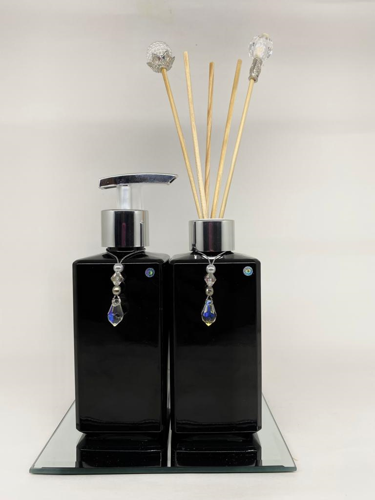 Kit Difusor + Sabonete Square 250ml Preto Brilhante