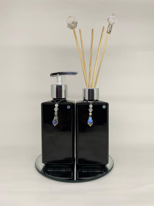 Kit Difusor + Sabonete Square 250ml Preto Brilhante