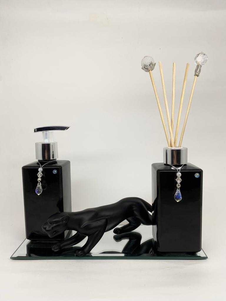 Kit Difusor + Sabonete Square 250ml Preto Brilhante