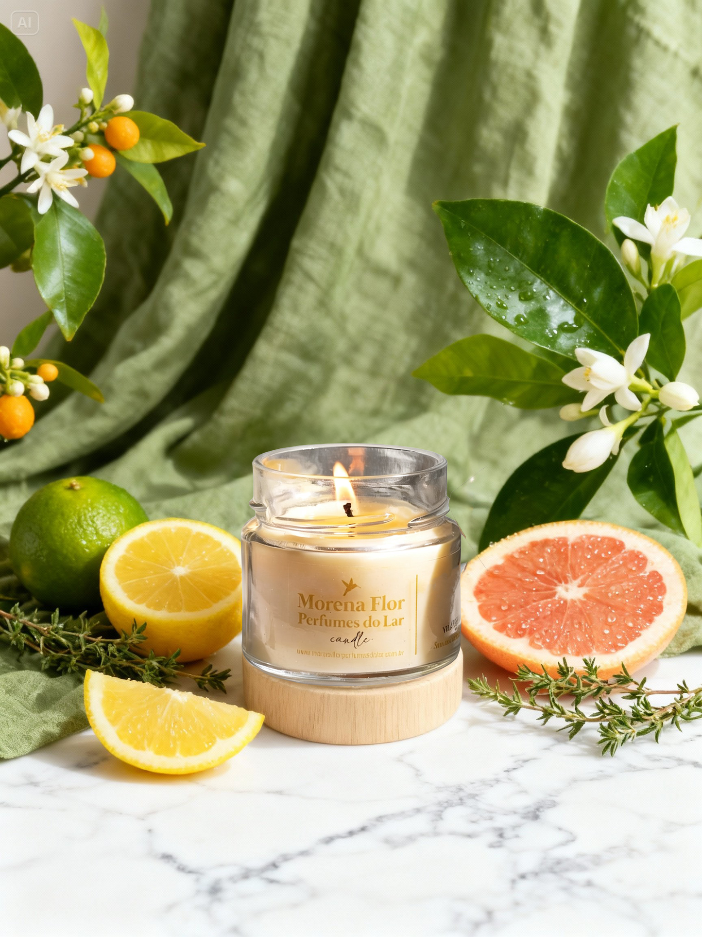 Vela Aromática Vegetal 140g (Tampa Metal) Aroma: Bergamota