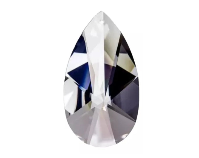 10 Cristais Gota Amêndoa 28/17mm – Lapidados Transparentes com Furo