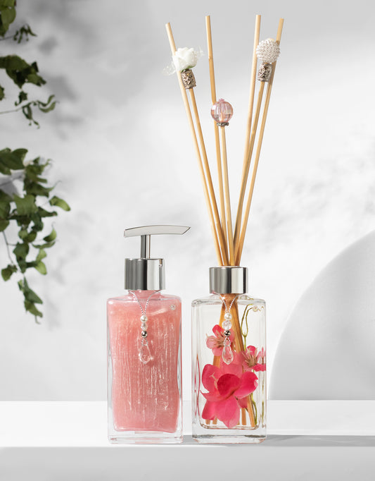 Kit Difusor + Sabonete Square 250ml ( Flor Rosa Escuro )