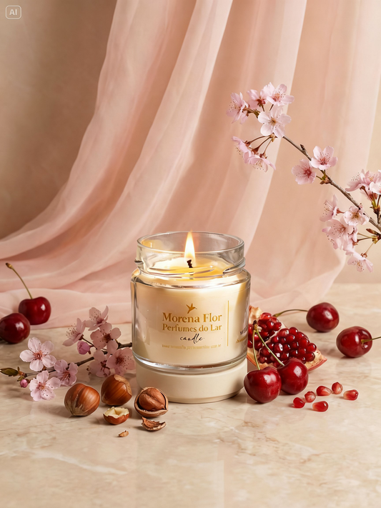 Vela Aromática Vegetal 140g (Tampa Metal) Aroma: Cerejeira com Avelã