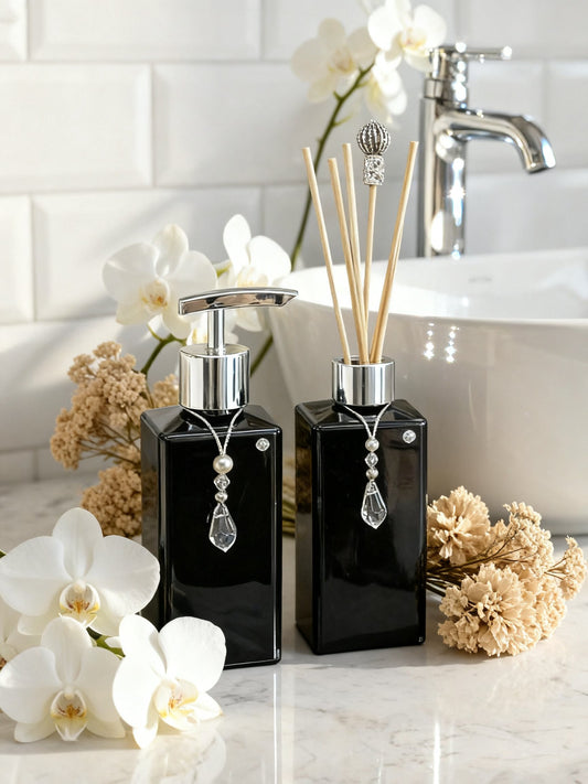 Kit Difusor + Sabonete Square 250ml Preto Brilhante