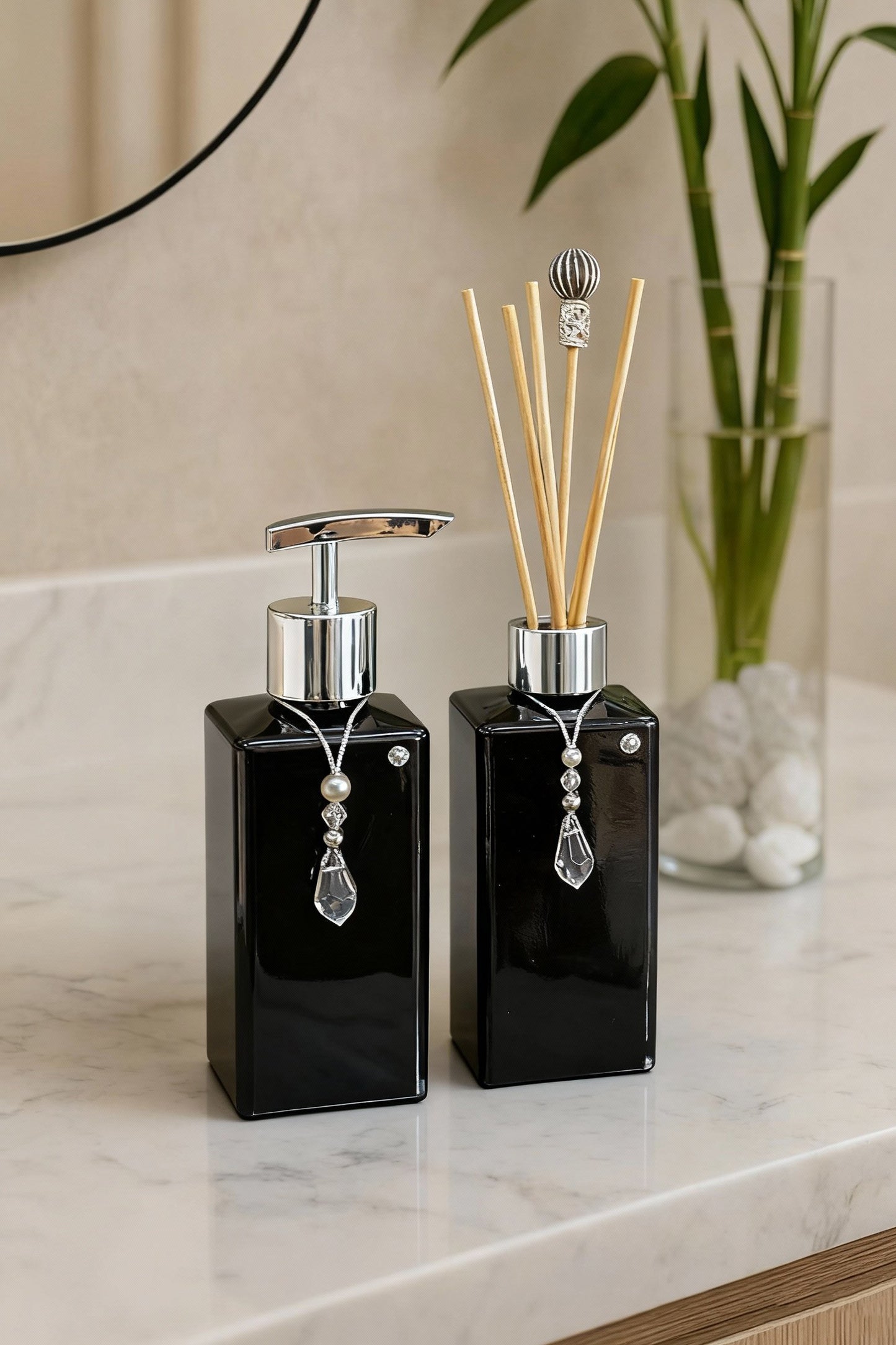 Kit de Frascos Difusor & Sabonete Preto Brilhante Premium