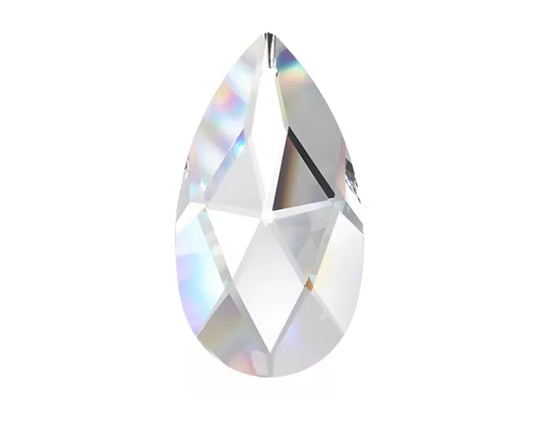 10 Cristais Gota Amêndoa 28/17mm – Lapidados Transparentes com Furo