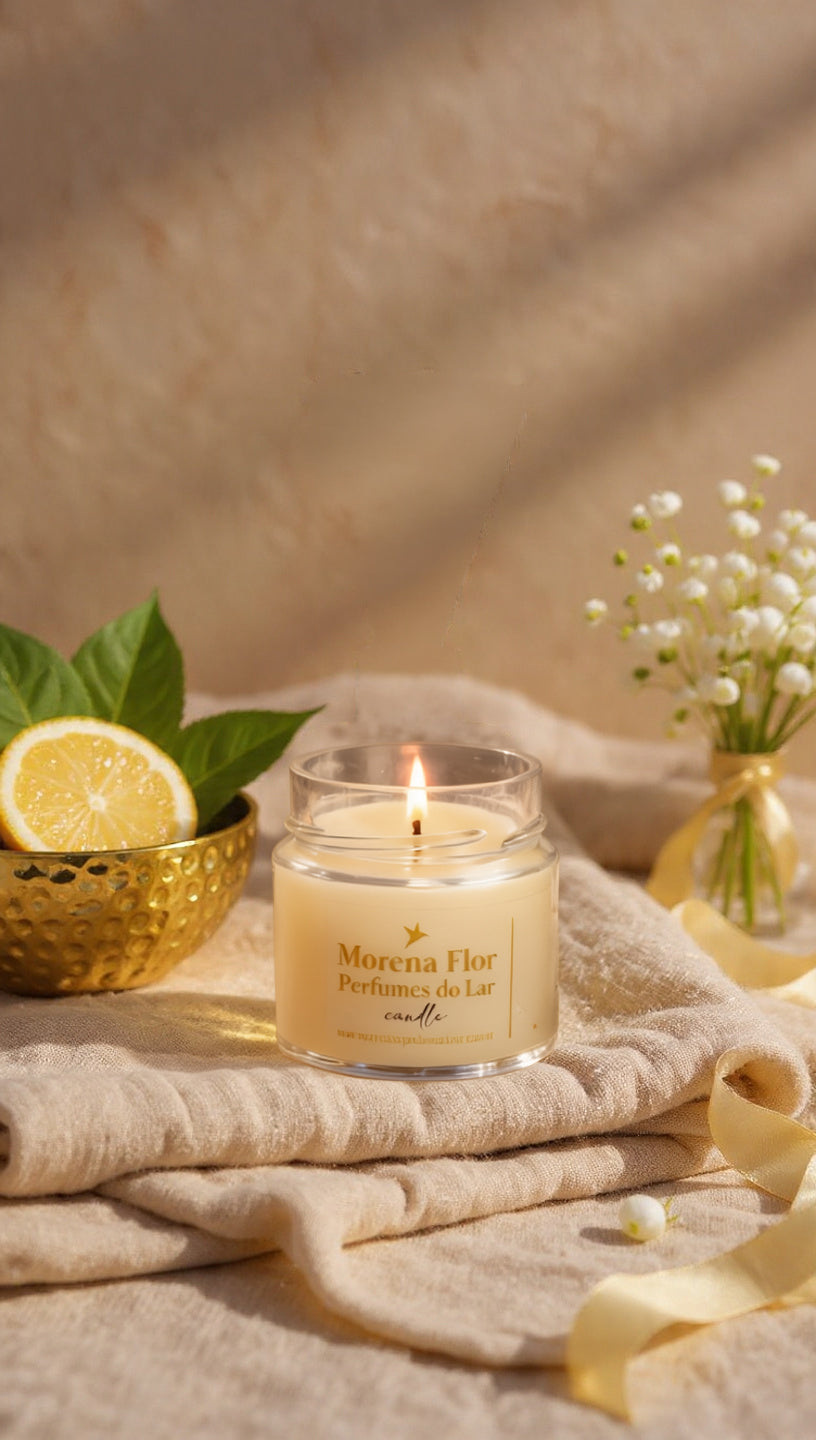 Vela Aromática Vegetal 140g (Tampa Metal) Aroma:Linho